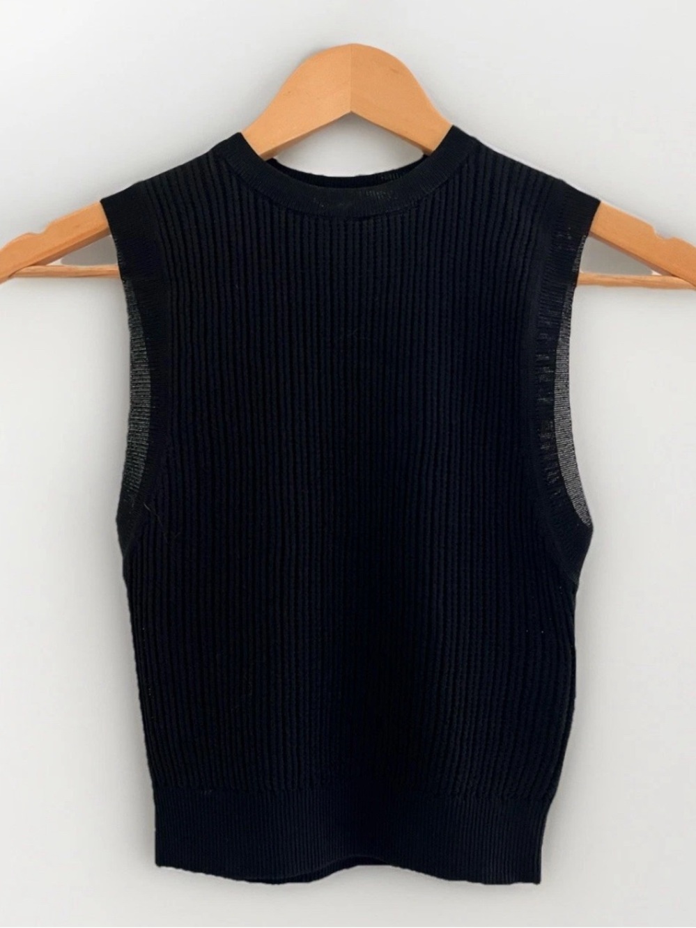 Zara Black Sleeveless Ribbed Fine Knit Textured Tank Medium